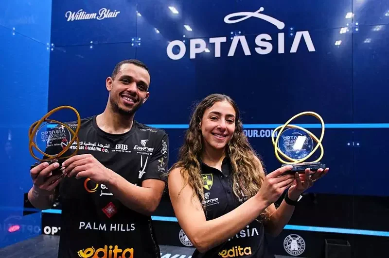 عسل وهانيا الحمامي يتوجان بلقب بطولة أوبتاسيا للاسكواش للمرة الثانية على التوالي 